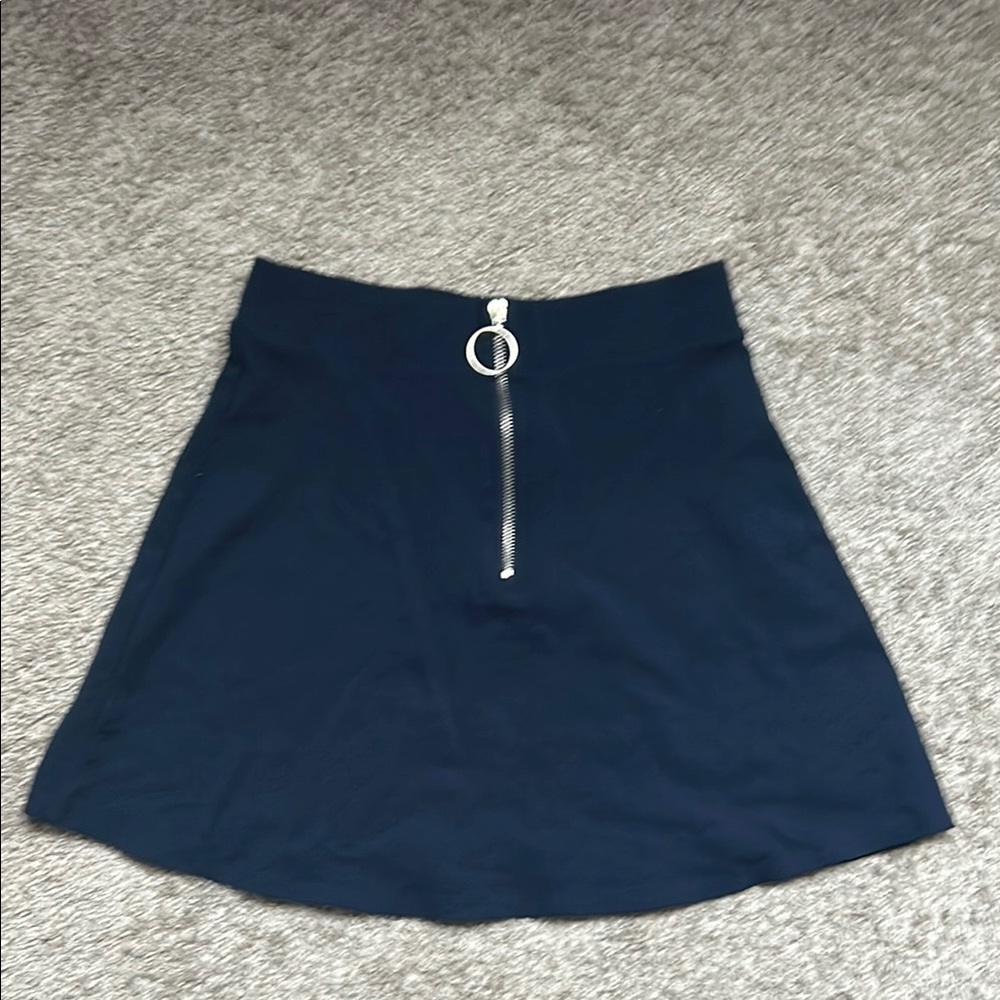 Forever 21 Navy Mini Skirt with Silver Zipper